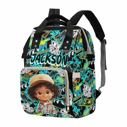 Newcos Personalized Baby Diaper Bag for Women, Custom Name Backpacks Tote with Name, Customized Mommy Bags Travel Backpack Nursing Bag Water Bottle for Newborn Mom Wife Dad Men Mothers Day Black - color: Patten 18