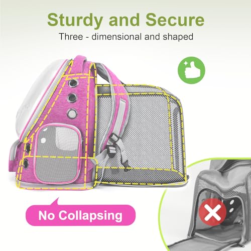 Cawypety Expandable Cat Backpack,Cat Bubble Backpack Carrier for Carrying Cats, Pets and Small Dogs,Airline-Approved,Designed for Travel, Hiking, Walking,Car （Pink - color: Square Expandable- Pink