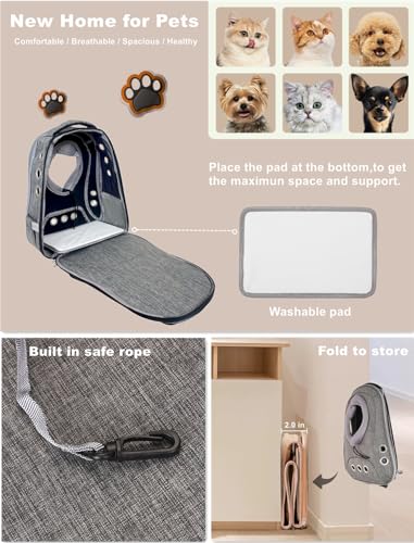 Small Dog Cat Chest Backpack Carrier,Large Space Ventilated Front Facing Backpack Carrier for Puppy,Lightweight Doggy Backpack for Hiking,Camping,Travel,Outdoor,Max 12 lbs(‌Gray) - color: ‌Gray