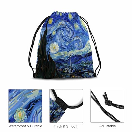 Gym Backpack Starry Night A Million Lights In The Distant Mountains and Near Drawstring Backpack for Dance Gym Sports Soccer Basketball Running 14x16.9 Inch - color: Starry Night