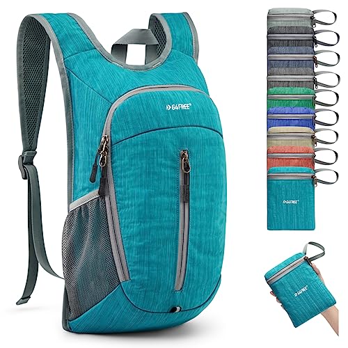 G4Free 10L Hiking Backpack Small Travel Hiking Daypack Lightweight Packable Backpack Casual Foldable Shoulder Bag | Lightweight Packable Daypack, Casual Foldable Shoulder Bag - color: Peacock Blue