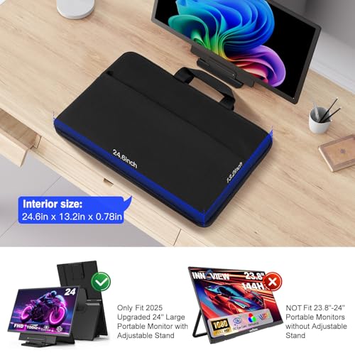 24 Inch Large Portable Monitor Case, Protective Carrying Sleeve for Ygretyrjh 24"/Hyangin 24"/Flytocca 23.8"/Redalf 23.8"/KEFEYA 23.8" Inch Large Portable Monitor with Stand Case Bag, Black - size: 24 Inch(W/Stand)