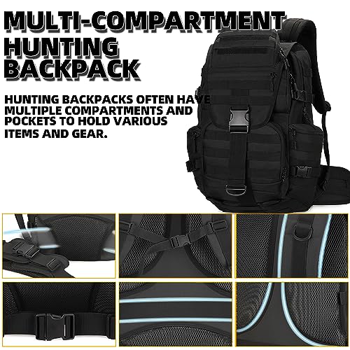 50L Military Tactical Backpack Hiking Waterproof Backpack Large Military Pack 3 Day Assault Pack Molle Bag Rucksack - color: Black