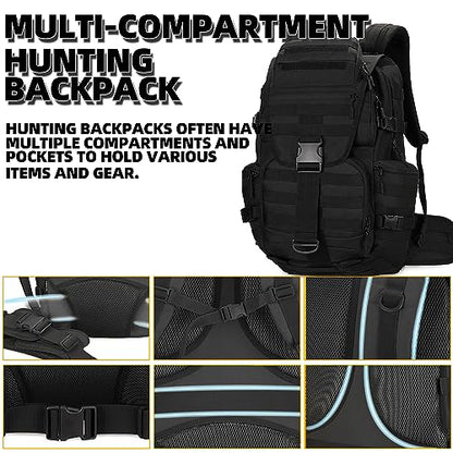 50L Military Tactical Backpack Hiking Waterproof Backpack Large Military Pack 3 Day Assault Pack Molle Bag Rucksack - color: Black