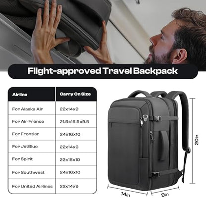 Carry on Backpack for 1-10 Days Trips, Extra Large 40L-50L Travel Backpack TSA Approved, Expandable Laptop Bagpack, Water Resistant Bag Compatible with 17.3 inch Laptops, Black - color: Black, size: XX-Large