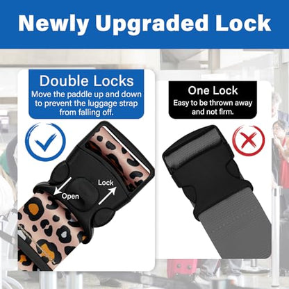 2 Pack Luggage Straps for Suitcases, Adjustable Travel Belt with Double Lock and Quick Release Buckle, Heavy Duty Nylon Bag Packing Strap, Bright Identifiers Business Travel Accessories-Beige Eggs - color: 24020 Beige Eggs