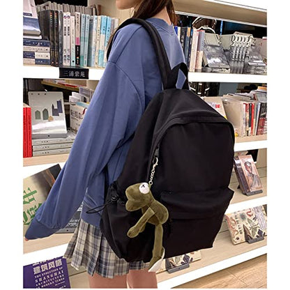 Black School Backpack for Girls Women Waterproof High School Book Bag Cute Backpack for Men Teens Boys, Lightweight Simple Middle School Back Pack Daypack - color: Black