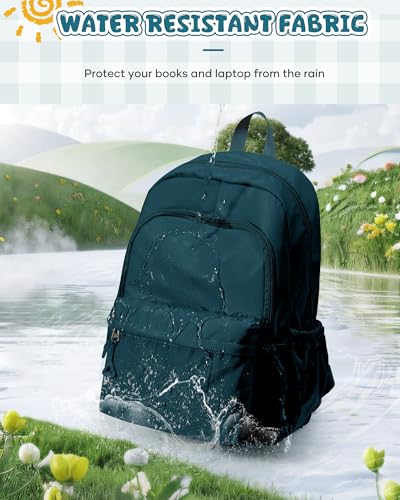 winspansy Backpack for School Teenage Girls Boys,Waterproof Lightweight School Bags Travel Daypack Simple Cute College Backpack Rucksack for Women Men fit 14 Inch Laptop,Peacock Blue - color: A2-peacock Blue