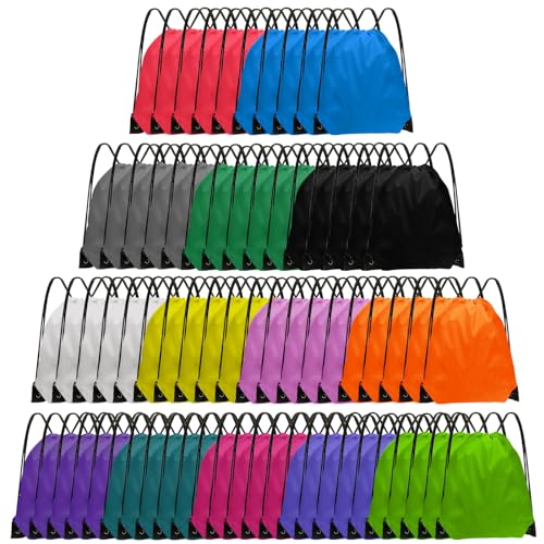 Grneric Drawstring Backpack Bulk 70Pcs String Backpack Drawstring Bags Cinch Bag Sackpack for Men Women Gym(14 Colors) - color: 14 Colors