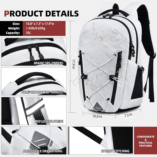 AO ALI VICTORY Women's Laptop Backpack 15.6 inch,Travel Backpack for Men - color: White