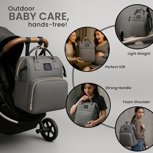 Multifunctional Baby Diaper Bag Backpack with Changing Station Baby Bag for Moms, Dads, Shower Gifts for Newborn Essentials (Diaper Bag Grey) - color: Diaper Bag Grey