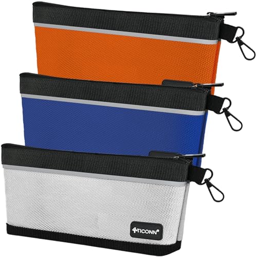 TICONN Tool Pouches with Zipper, 1680D Oxford Small Tool Bags, Waterproof Utility Bag Zipper Pouch for Tool Organizers and Storage (3 Pack Small) - size: Colored, 3 Pack Small