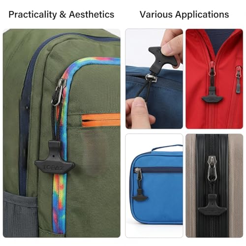 4PCS T-Shaped Zipper Pull Replacement - Durable TPU Zipper Pulls for Luggage, Backpacks, Jackets - Universal Zippers Repair Kit with Extender Tabs, Slider Replacement