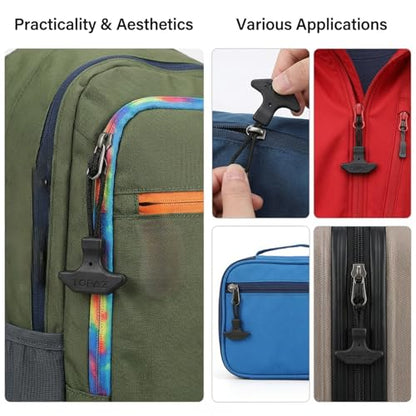 4PCS T-Shaped Zipper Pull Replacement - Durable TPU Zipper Pulls for Luggage, Backpacks, Jackets - Universal Zippers Repair Kit with Extender Tabs, Slider Replacement