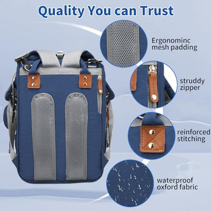 Baby Diaper Bags with Changing Station, Multifunctional Diaper Bag Backpack for Moms Dads with USB Charging Port, Waterproof Travel Diaper, Baby Shower Gifts for Baby Boy & Girls（Blue） - color: Blue