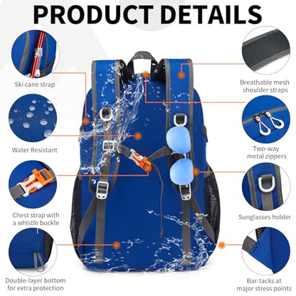 35L Lightweight Packable Backpack – Durable Foldable Daypack for Travel, Hiking, and Gym (Blue) - color: 35l-blue