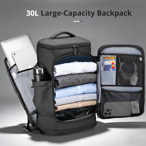 Flight Approved Travel Backpack for Men Women Large Lightweight Carry-on Laptop Backpack 30L Business Backpack Water-Resistant Rucksack Fits 17.3 inch Laptop for College Work Travel with a Small Bag