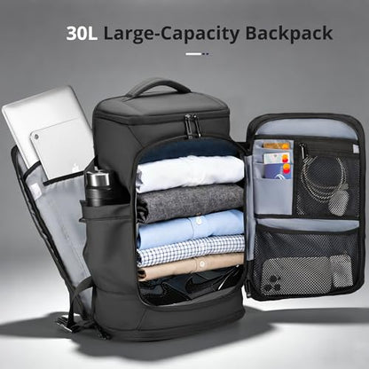 Flight Approved Travel Backpack for Men Women Large Lightweight Carry-on Laptop Backpack 30L Business Backpack Water-Resistant Rucksack Fits 17.3 inch Laptop for College Work Travel with a Small Bag