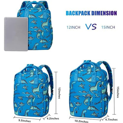 Cute Preschool Backpack Toddler School Book Bag for Girls Boys Kids Kindergarten Nursery Travel Bag with Chest Strap(12inch, Blue Dinosaur) - color: Blue Dinosaur, size: 12inch