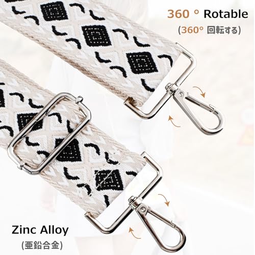 Azarxis Wide Replacement Shoulder Strap Adjustable Crossbody Canvas Webbing for Messenger Bag Laptop Computer Bag - color: #3 - Black & White Rhombus