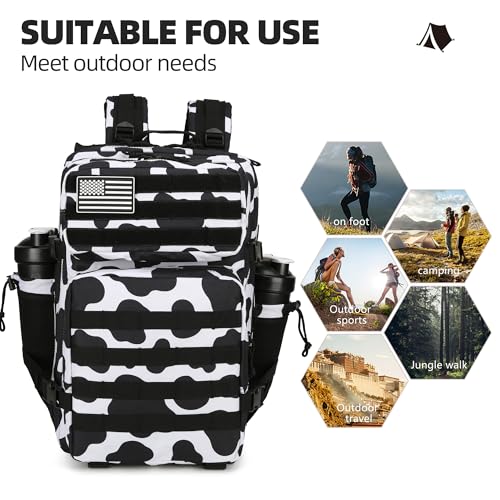 Lovelinks21 45L Tactical Assault Backpack 3 day assault pack with Molle Waterproof backpack Rucksack for Tactical Backpacks (Cow color) - color: Cow Color