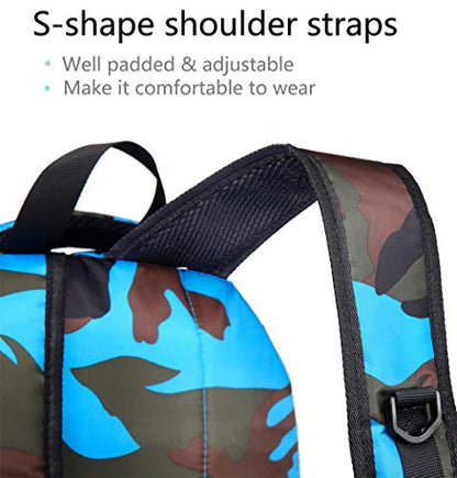 BLUEFAIRY Kids Backpacks for Boys Girls 17 Inch Elementary Primary Middle School Bookbags with Laptop Compartment Back to School Bags for Childs Age 6-8 Mochilas Escolares para Niños Niñas Camo Blue - color: Black/Blue