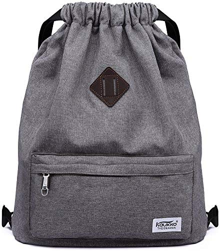 KAUKKO Drawstring Sports Backpack Gym Yoga Bag Shoulder Rucksack for Men and Women (4-GREY) - color: 4-grey