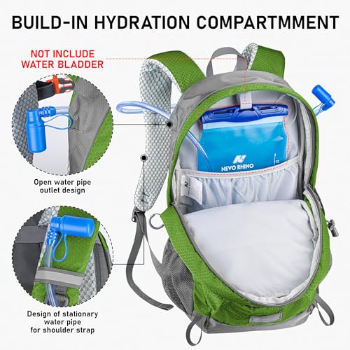 N NEVO RHINO Hiking Backpack 20L Water Resistant Outdoor Day Pack,Lightweight Travel Small Backpack for Men Women - color: Armygreen