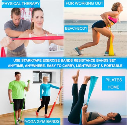 Resistance Bands Set. 3 or 5 Pack Non-Latex Physical Therapy, Professional Elastic Band. Perfect for Home Exercise, Workout, Strength Training, Yoga, Pilates, Rehab, Gym - color: Yellow/Red/Green