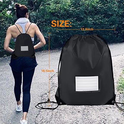 CODOBON 16 Pack Drawstring Bags,Bulk Draw String Backpack, DIY Gym Sports Cinch Bag Sackpack for Women Men, Black - color: Black