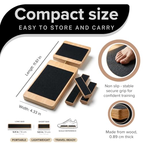 Ankle Board Set – Ankle Strengthening Equipment & Foot Balance Board – Wooden Ankle Rehab Trainer with 8-Week Guide and 10 Videos