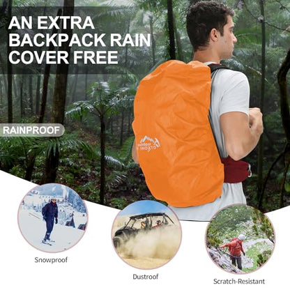IX INOXTO Hiking Backpack, 26L/40L Waterproof Hiking Daypack with 3L Water Bladder and Rain Cover, Lightweight Travel Camping Backpack for Men Women (Red) - color: Red