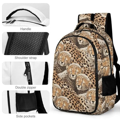Travel Backpack Purse for Women, Cute Little Cheetah Leopard Cute Laptop Backpack with Tumbler Holder for Nurse Teacher College Work Casual Daypack - color: Pattern (214)
