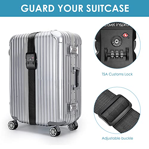 Travel Inspira Luggage Straps with TSA Approved Lock, Heavy-Duty Adjustable Suitcase Belt for 20-28 Inch Travel Suitcase, Durable Nylon Anti-Theft Protection, Black - color: Black