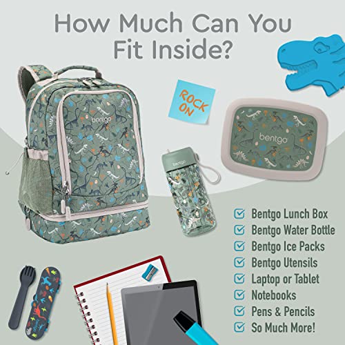 Bentgo Kids 2-in-1 Backpack & Insulated Lunch Bag with Padded Straps - color: Dino Fossils, size: Kids Large