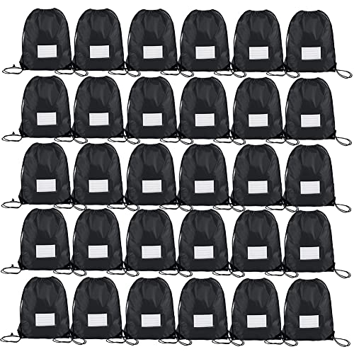 30 Pack Drawstring Bags,Bulk Draw String Backpack, DIY Gym Sports Cinch Bag Sackpack for Women Men, Black - color: Black