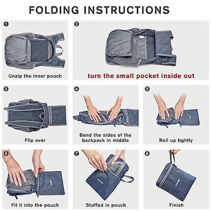 G4Free 10L Hiking Backpack Small Travel Hiking Daypack Lightweight Packable Backpack Casual Foldable Shoulder Bag | Lightweight Packable Daypack, Casual Foldable Shoulder Bag - color: Dark Blue