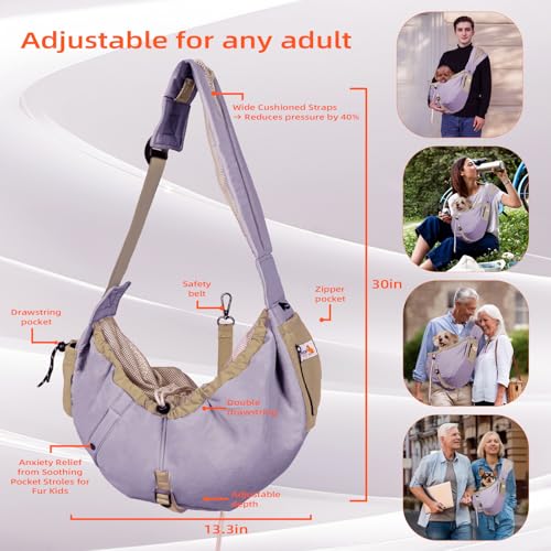 Dog Carrier Sling, Dog Carriers for Small Dogs Up to 20lbs, Purple - color: Purple