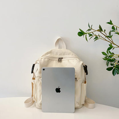 MaxxCloud Canvas Backpack-Adjustable Shoulder Straps,Unisex Mini Laptop Backpack for Work&Travel,Casual Daypack (White) - color: White