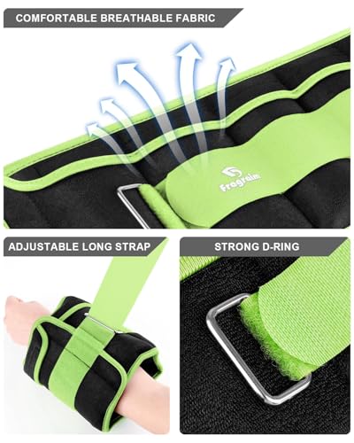 Fragraim Adjustable Ankle Weights 1-3/4/5/6/8/10/12/15/20 LBS Pair with Removable Weight for Jogging, Gymnastics, Aerobics, Physical Therapy - color: Green, style: 2 lbs each( 4 lbs pair)