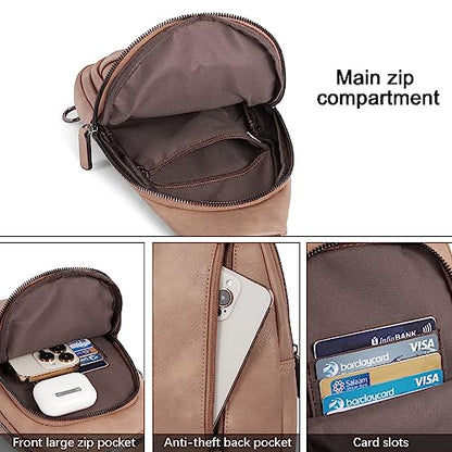 CLUCI Crossbody Bags for Women Men,Leather Sling Bag Cross Body Backpack for Woman Gifts for Women Birthday Unique - color: 1 Light Brown