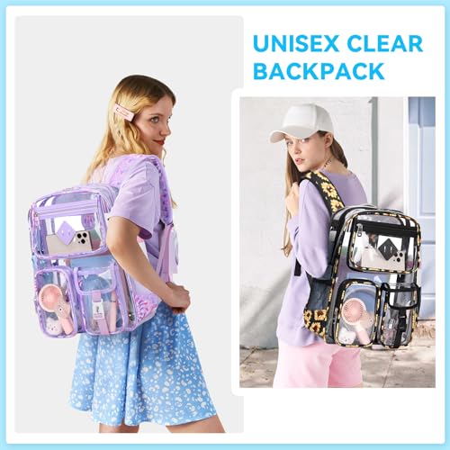 PIG PIG GIRL Clear Backpack for School,Heavy Duty PVC Transparent Bookbag for Girls Stadium Approved See Through Backpack - color: 7-black Daisy
