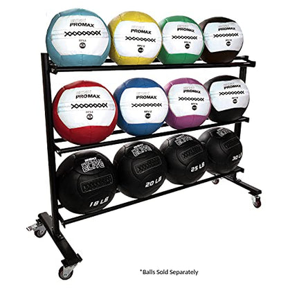 Champion Sports Rhino Promax Wall Balls - Soft Shell Non-Slip Grip for Weightlifting, Plyometrics, Cross Training, & Home Gym - style: Three Tier Storage Rack
