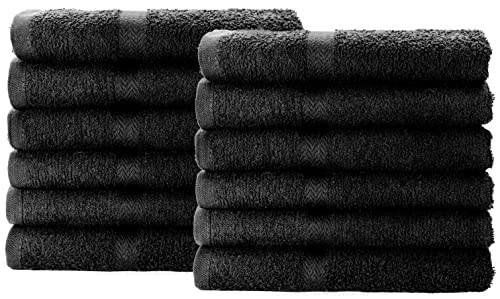 SIMPLI-MAGIC 79178 Cotton Hand Towels, 16"x27", Black, Not Bleach Proof, 12 Count - color: Charcoal