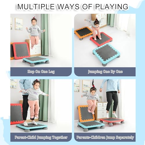 Kids Trampoline for Toddlers Age 3-12, No Installation Small Trampoline for Kids 3-12 Indoor with Silent Non-Slip Foot Pad, Mini Rectangle Trampoline for Recreational Fitness Rebounder,Red