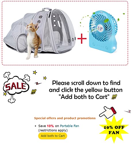 Dual Expandable Cat Backpack Carrier, Fit up to 20 lbs, Expandable Pet Carrier Backpack for Large Fat Cat and Small Puppy - color: Grey