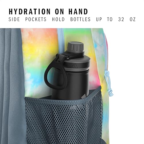 Originator Small Backpack for men and women, athletic book bag with laptop sleeve - color: Stone Wash Rainbow/Clear Sky Blue