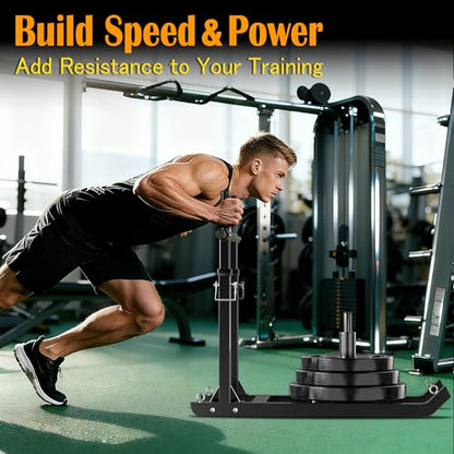 GanFindX Weight Sled, Workout Sled, Fitness Strength Training Sled for Athletic Exercise and Speed Improvement, Suitable for 1" and 2" Weight Plates - color: H-Bar Black