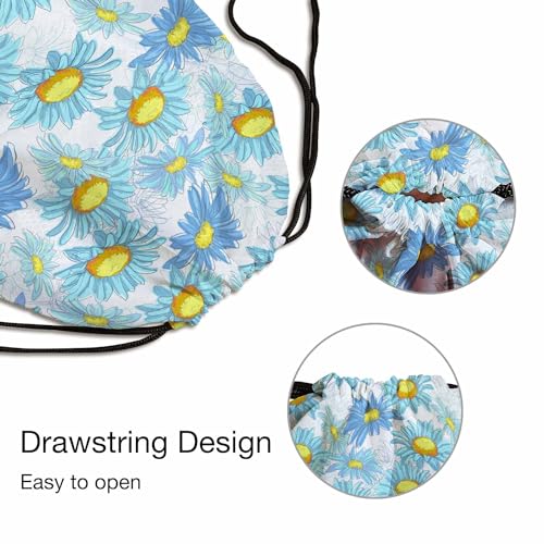 Blue Chamomiles Drawstring Bags Sports Bag Beautiful Flowers Blossom Draw String Back Bag Men Women Adults 14x16.9 Inch - color: Blue Chamomiles