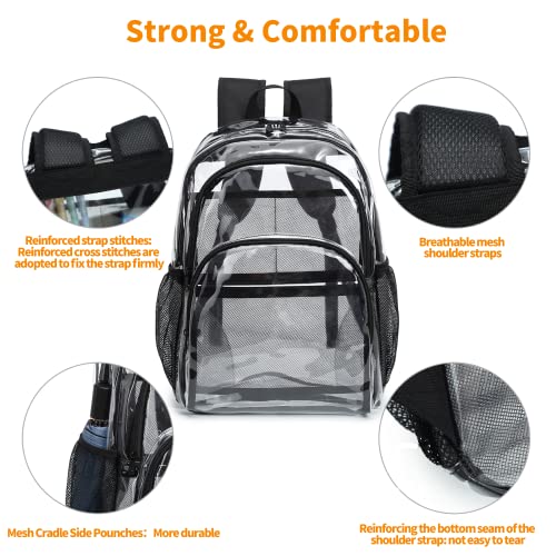 Clear Backpack, Clear Bag Stadium Large See Through Bookbag Heavy Duty PVC Transparent Backpacks for School - color: Black-1pack